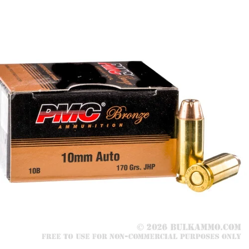 500Rounds of 10mm Ammo by PMC - 170gr JHP