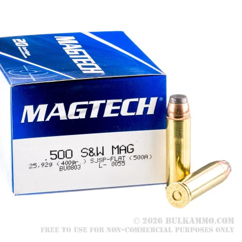 20 Rounds of .500 S&W Mag Ammo by Magtech - 400gr SJSP