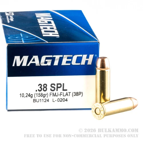 1000 Rounds of .38 Spl Ammo by Magtech - 158gr FMJ FN