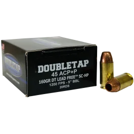 Doubletap Ammunition 45 ACP 160 Grain Lead Free Hollow Point 45A160XM