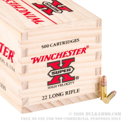 500 Rounds of .22 LR Ammo by Winchester - 36gr CPHP HV in Wooden Box