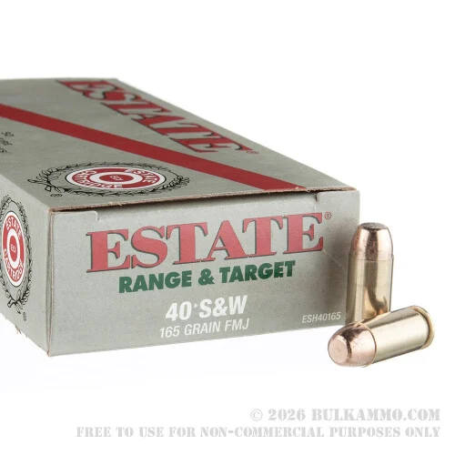 50 Rounds of .40 S&W Ammo by Estate Cartridge - 165gr FMJ