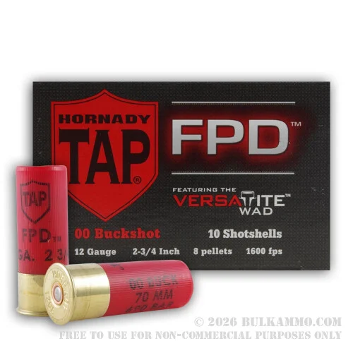 10 Rounds of 12ga TAP FPD Ammo by Hornady -00 Buck