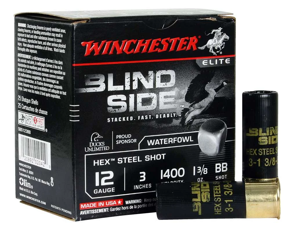 Winchester Ammunition Blind Side 12 Gauge 3" 1.375 oz. Hex Shot Lead Free Shotgun Ammo - 25 Rounds - WNSBS123BB
