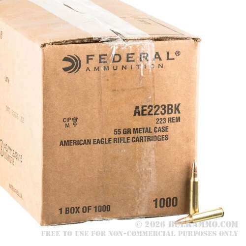 1000 Rounds of .223 Ammo by Federal American Eagle- 55gr FMJ