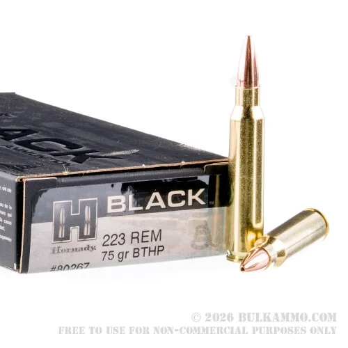 20 Rounds of .223 Ammo by Hornady BLACK - 75gr BTHP Match