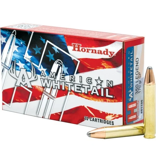 Hornady American Whitetail .350 Legend Ammunition 20 Rounds InterLock JSP 170 Grain.