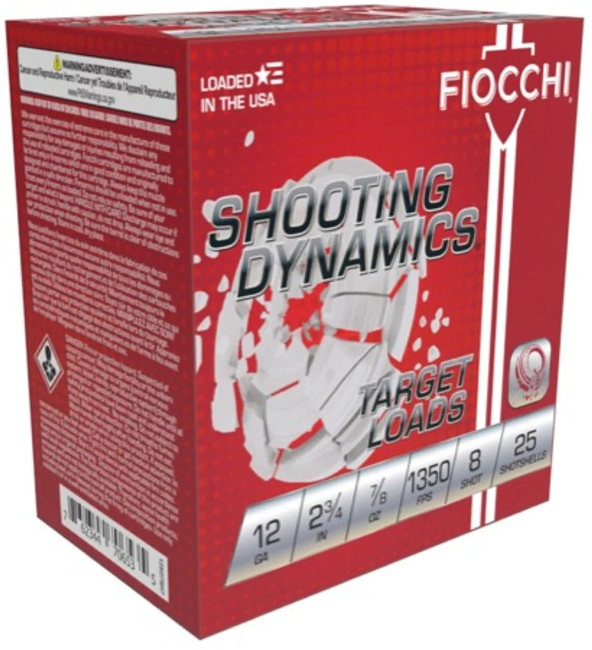 Fiocchi 12SD78H8 Shooting Dynamics Target Load 12 Gauge 2.75" 7/8 oz 8 Shot Shotgun Ammo - 25 Rounds - 12SD78H8