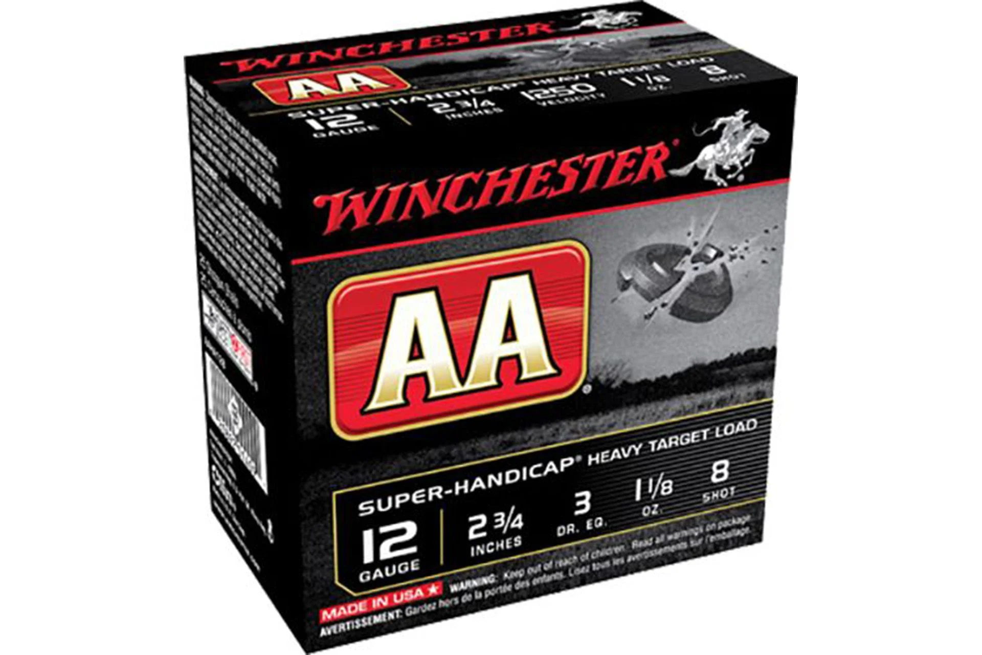 Winchester Ammo AAHA128 AA Super Handicap 12 Gauge 2.75" 1 1/8 oz 8 Shot Shotgun Ammo - 25 Rounds - AAHA128