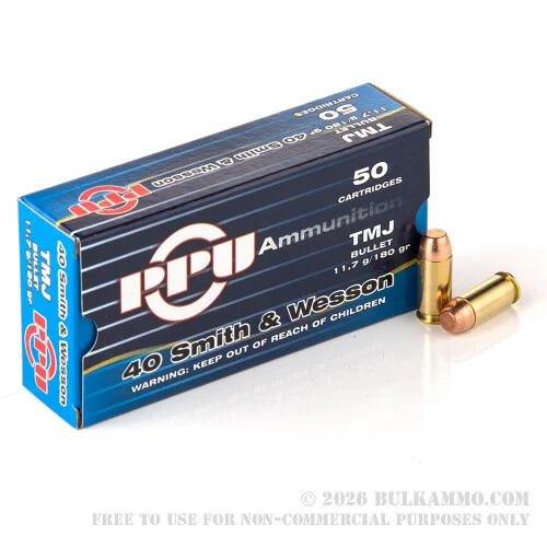 500Rounds of .40 S&W Ammo by Prvi Partizan - 180gr TMJ