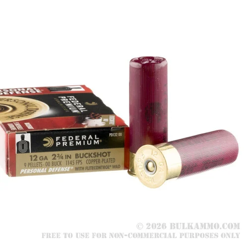 5 Rounds of 12ga Ammo by Federal Personal Defense with FliteControl Wad-00 Buck