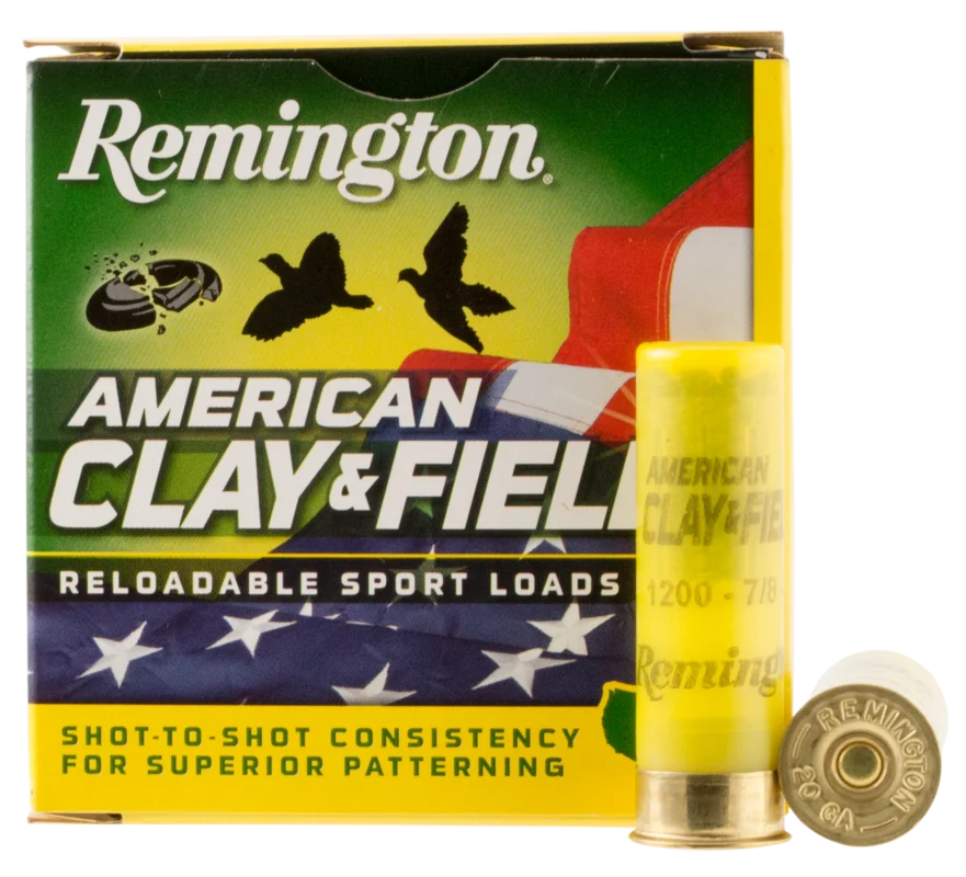 Remington Ammunition 20379 American Clay & Field 20 Gauge 2.75" 7/8 oz 1200 fps 8 Shot Shotgun Ammo - 25 Rounds - 116487