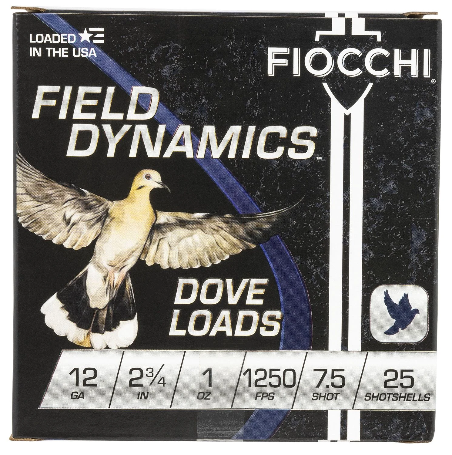 Fiocchi 12GT75 Field Dynamics Dove & Quail 12 Gauge 2.75" 1 oz 1250 fps 7.5 Shot Shotgun Ammo - 25 Rounds - 116603