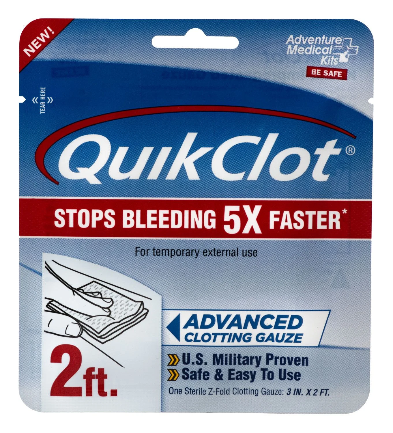 Adventure Medical Kits 50200025 QuikClot Stop Bleeding White Clotting Gauze - 124930