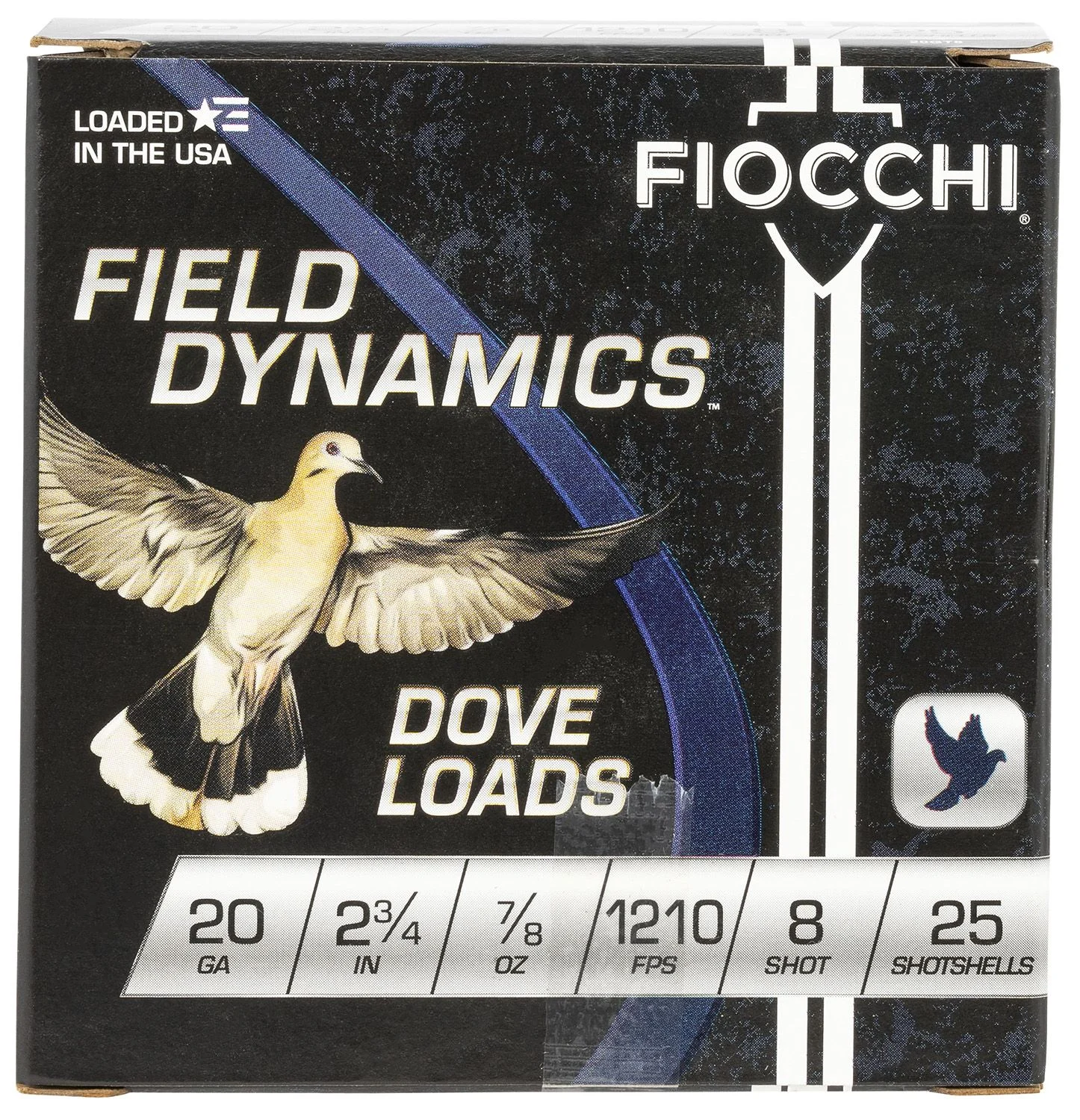 Fiocchi 20GT8 Field Dynamics Dove & Quail 20 Gauge 2.75" 7/8 oz 1210 fps 8 Shot Shotgun Ammo - 25 Rounds - 116608
