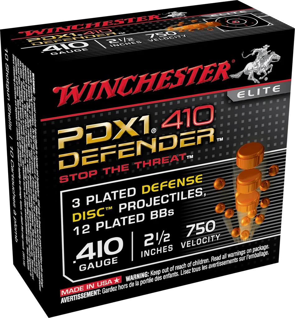 Winchester Ammunition Defender Supreme Elite 410 Gauge 2.5" Buckshot 3 Defense Discs/12 BB Pellets Shotgun Ammo - 10 Rounds - *WNS410PDX1