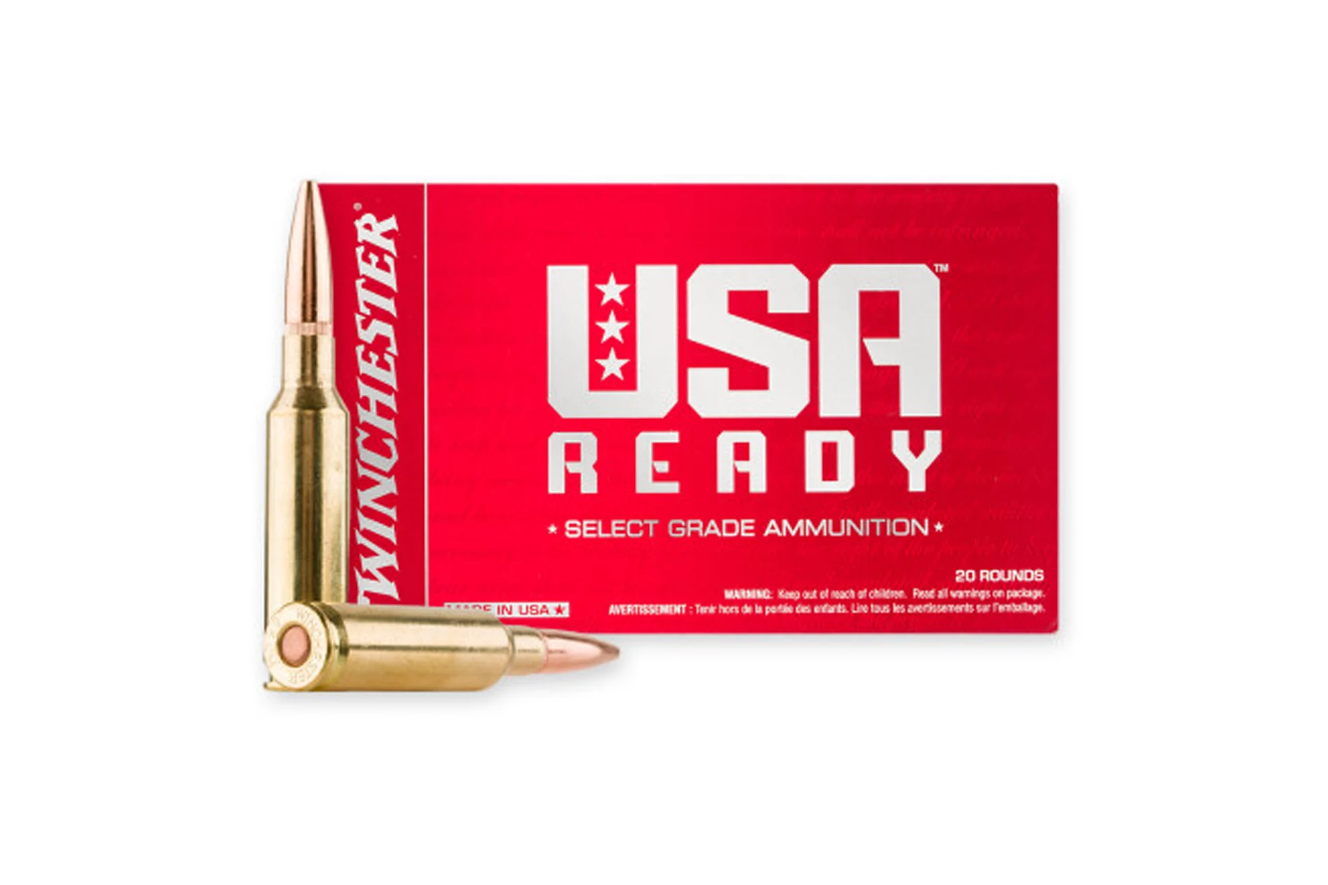 Winchester Ammo USA Ready 6.5 Creedmoor 140 gr Open Tip Brass Casing Rifle Ammo - 20 Rounds - WINCRED65140