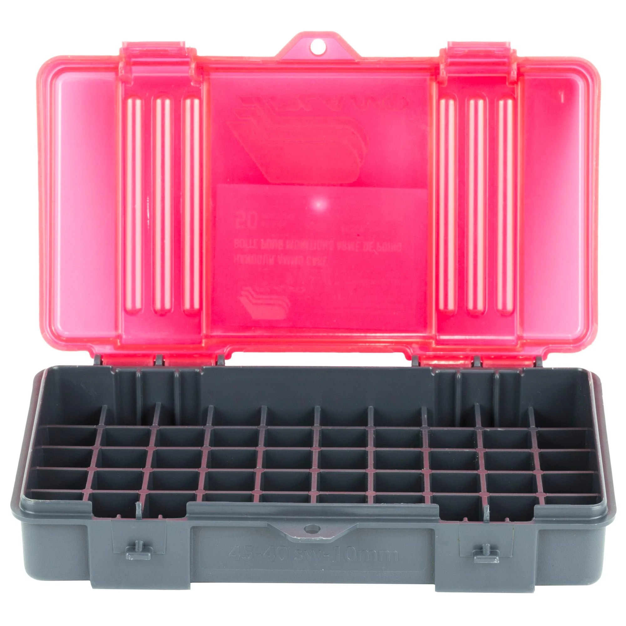 Plano 122750 Ammo Case - .45ACP/.40S&W, Dark Gray, Transparent Red - PMC122750