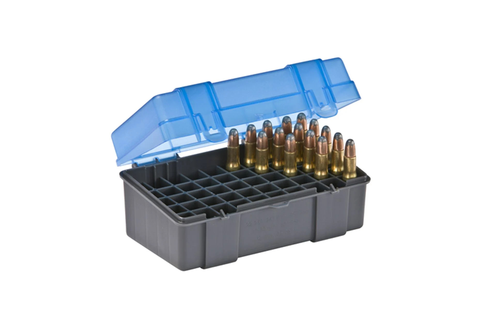 Plano 122850 Rifle Ammo Case -.22-50, Dark Gray/Transparent Blue - PMC122850