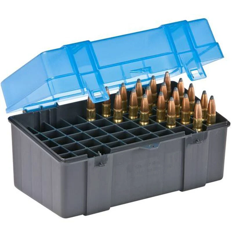Plano 123050 Rifle Ammo Case - 7mm Magnum Dark Gray/Transparent Blue - PMC123050