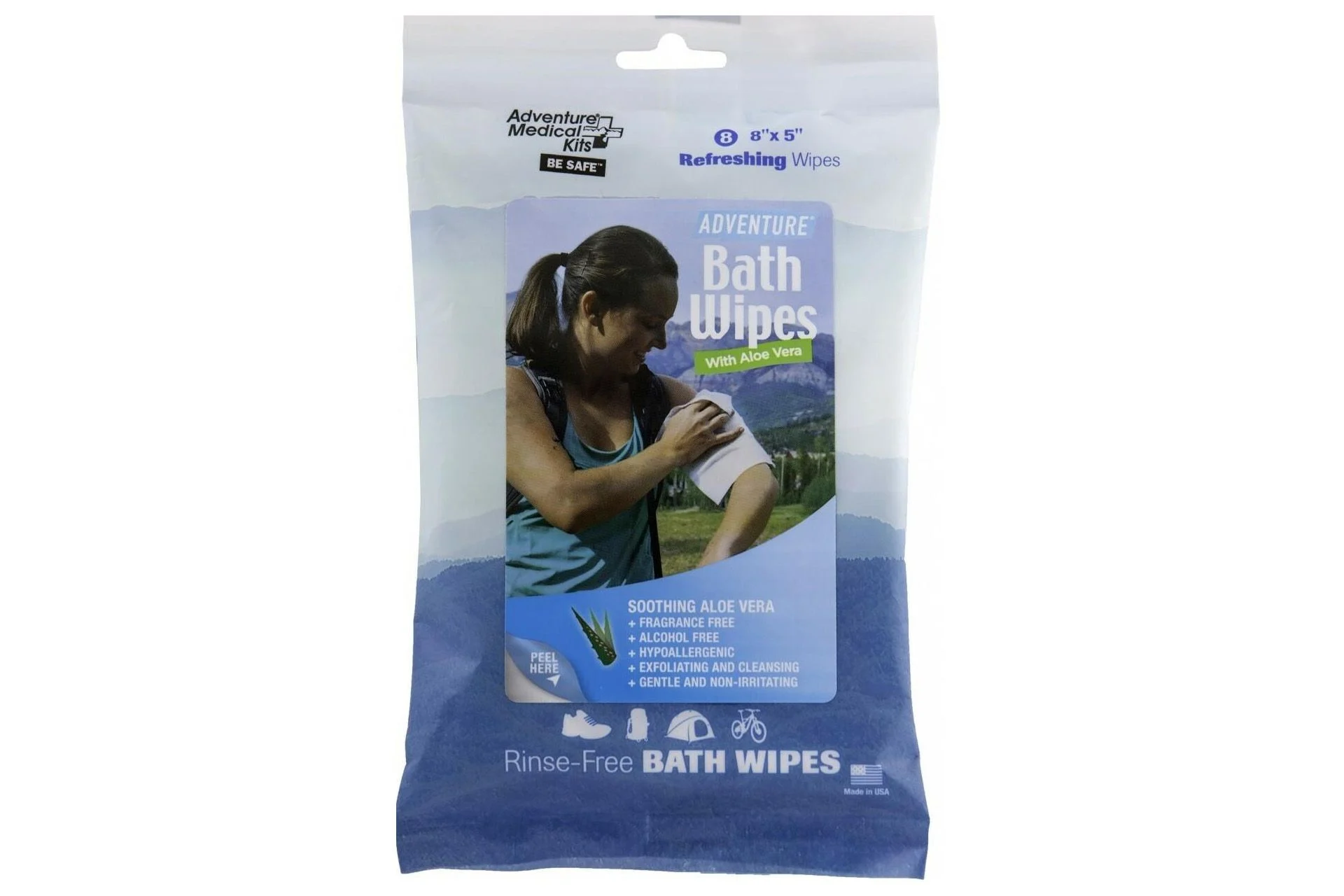 Adventure Medical Kits 0170-0304 Adventure Bath Wipes Travel Size - 8 wipes - 0170-0304