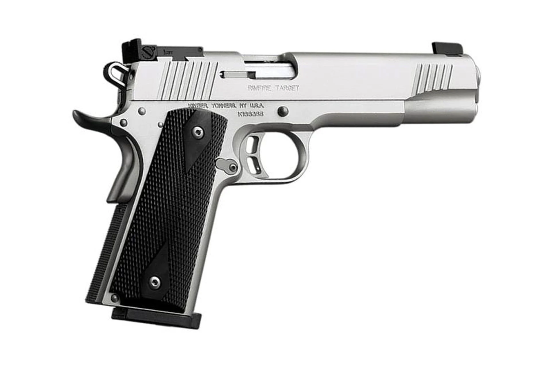 Kimber, Stainless Target II, Semi, 10MM, 5", Silver, Laminate Grips, Adjustable Sights, 8 Rds, CA Compliant - 3200107CA