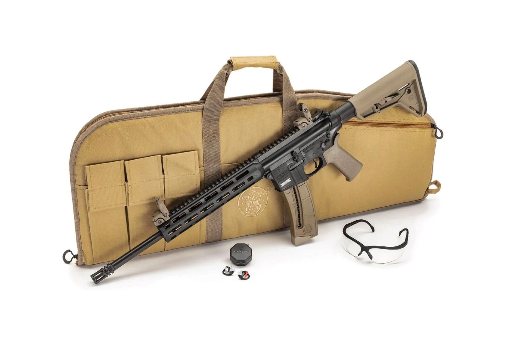 Smith & Wesson M&P 15 16.5" 22LR 25Rd Semi-Auto Rifle w/Bag & Hearing/Eye Protection - FDE - 13729
