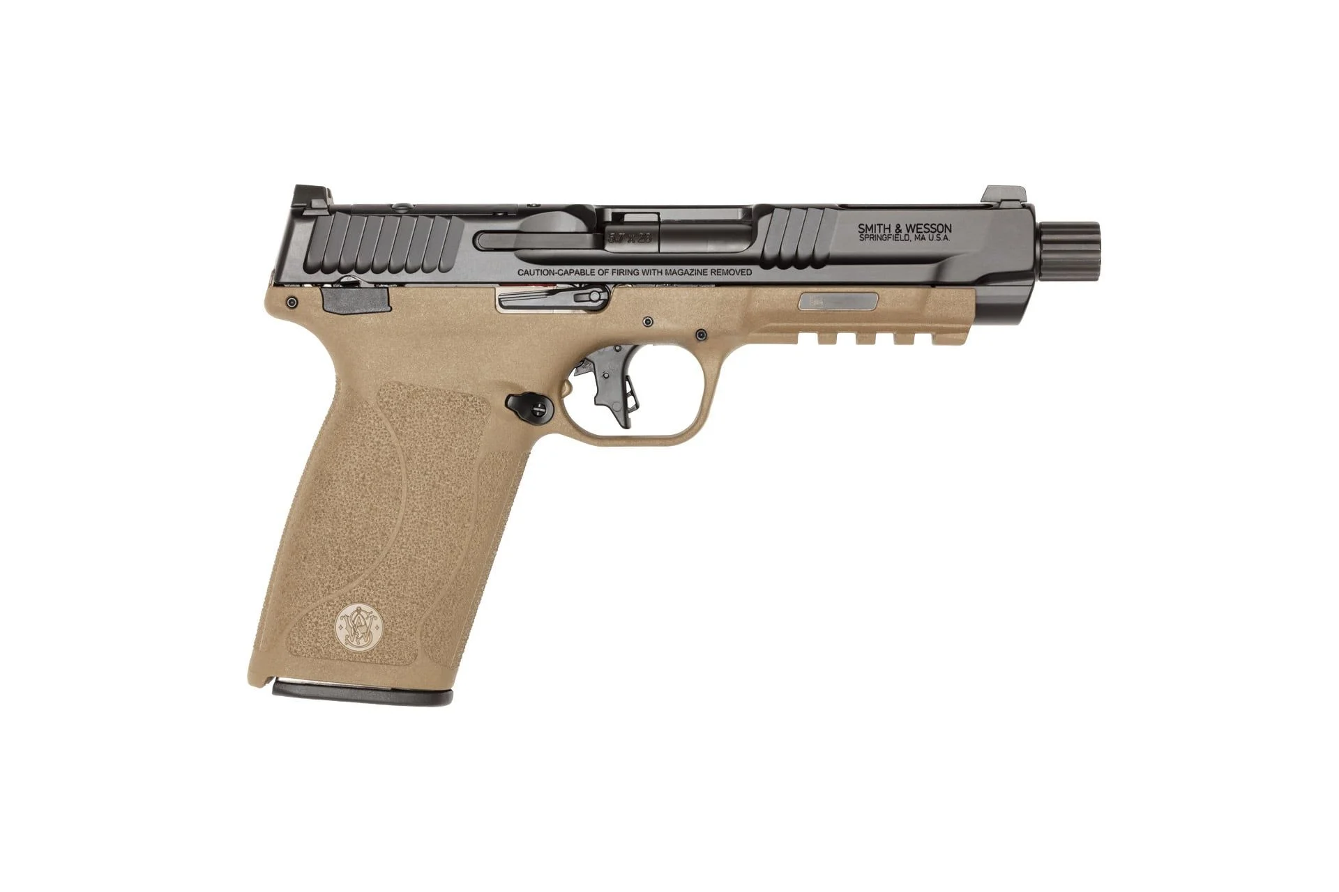 Smith & Wesson M&P 5" 5.7x28mm 22rd Full Size Semi Auto Pistol - FDE Two-Tone/Threaded - 14078