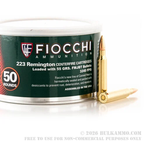 50 Rounds of .223 Canned Heat Ammo by Fiocchi - 55gr FMJBT