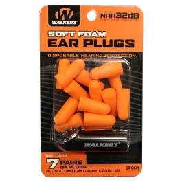 Walkers Game Ear Soft Foam Ear Plugs, 7 Pack (Orange)