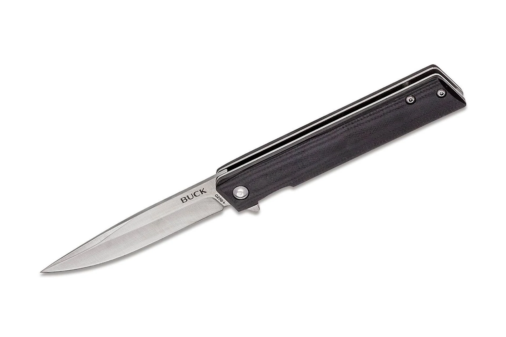 Buck Knives 256 Decatur 3-1/2" Folding Flipper Knife - Black G10 Handles - 0256BKS-B