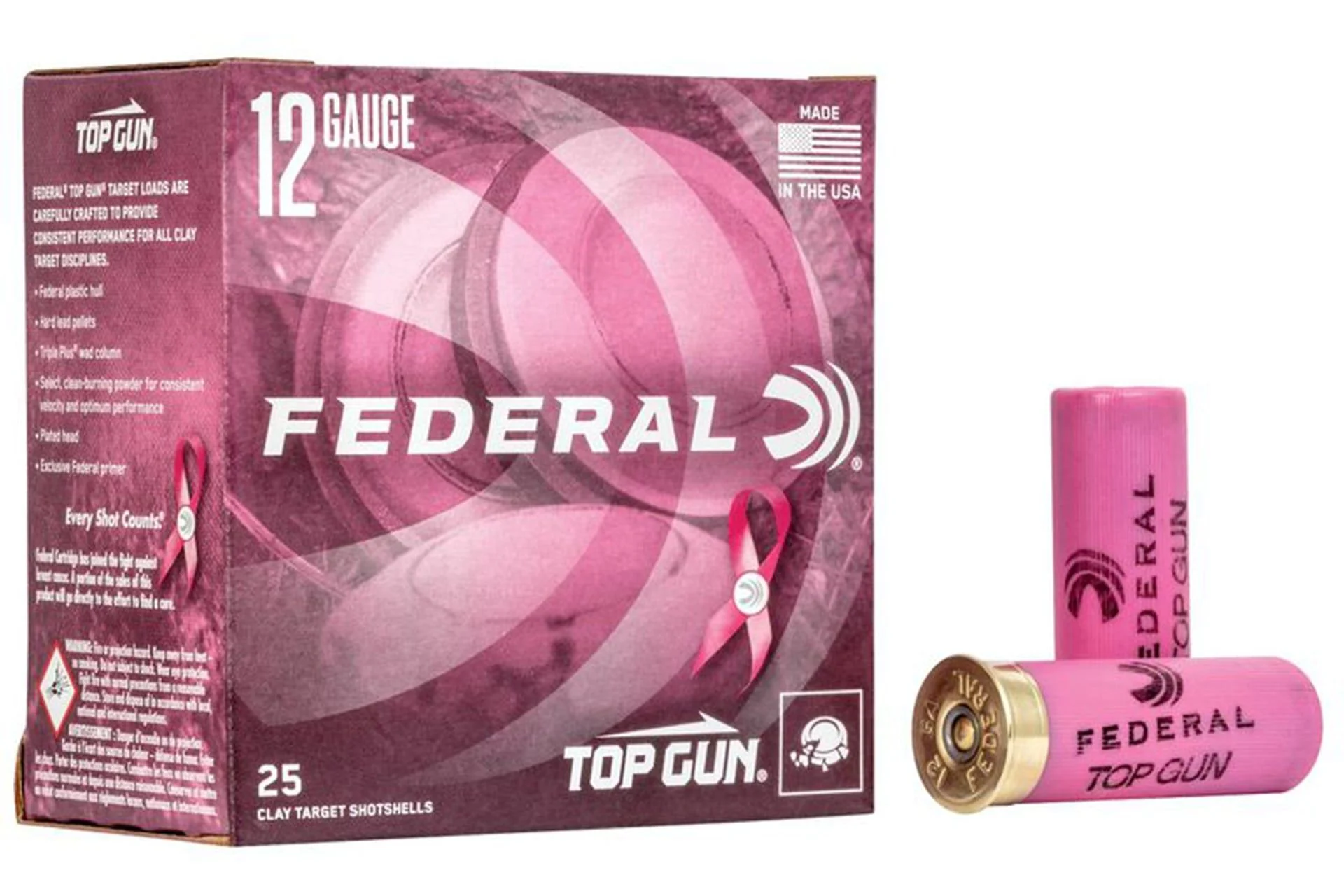 Federal Ammunition TGL12P8 Top Gun Special Edition Pink 12 Gauge 2.75" 1 1/8 oz #8 Shotgun Ammo - 250 Rounds - TGL12P 8