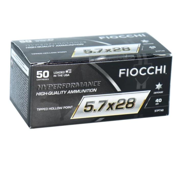 Fiocchi Hyperpeformance 5.7x28mm Hollow Point Ammo Handgun Ammo - 50 Rounds - 57PT40