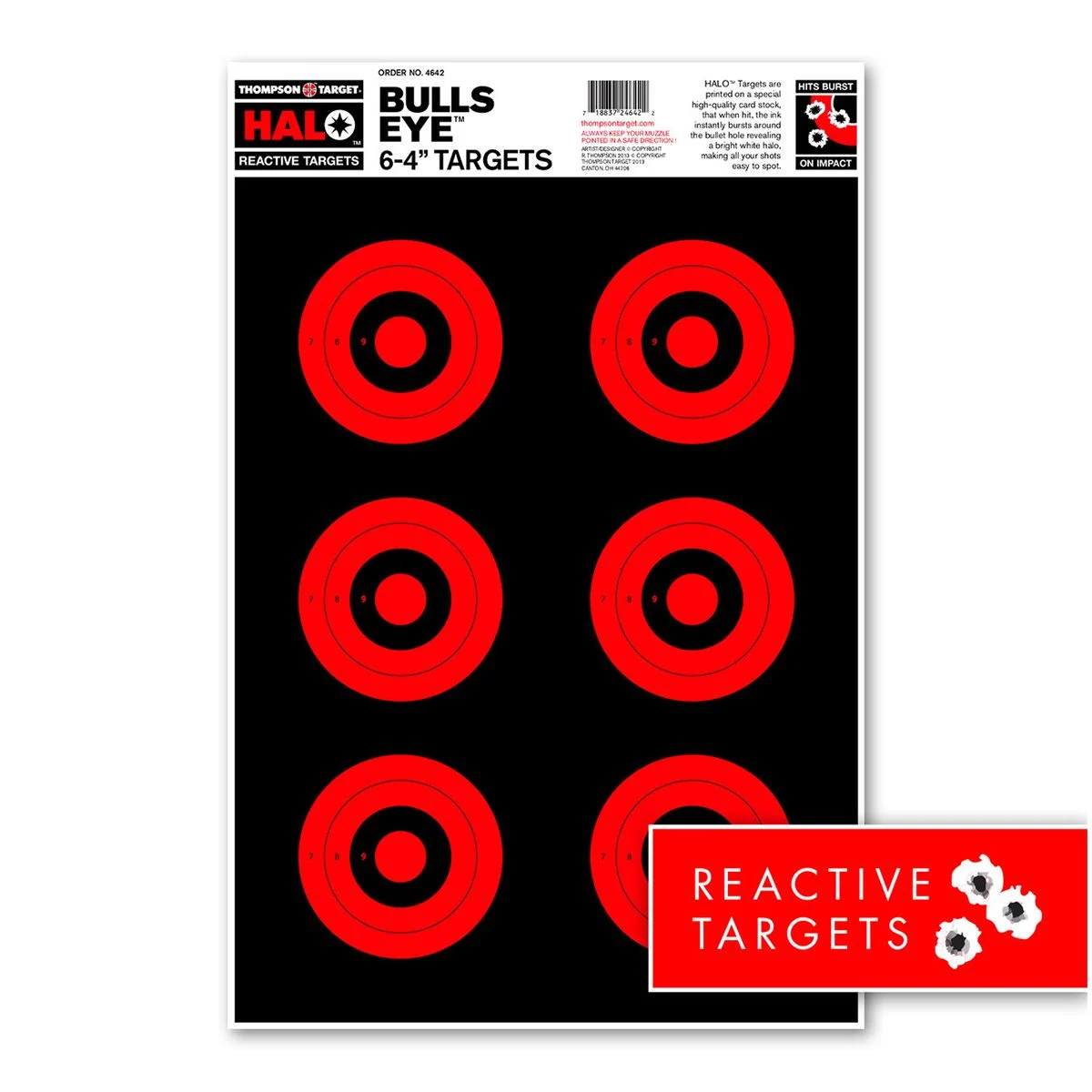 Thompson HALO Bullseye 6-4" Targets - Reactive Splatter 12.5"x19" - 5 Pack - 4642-5