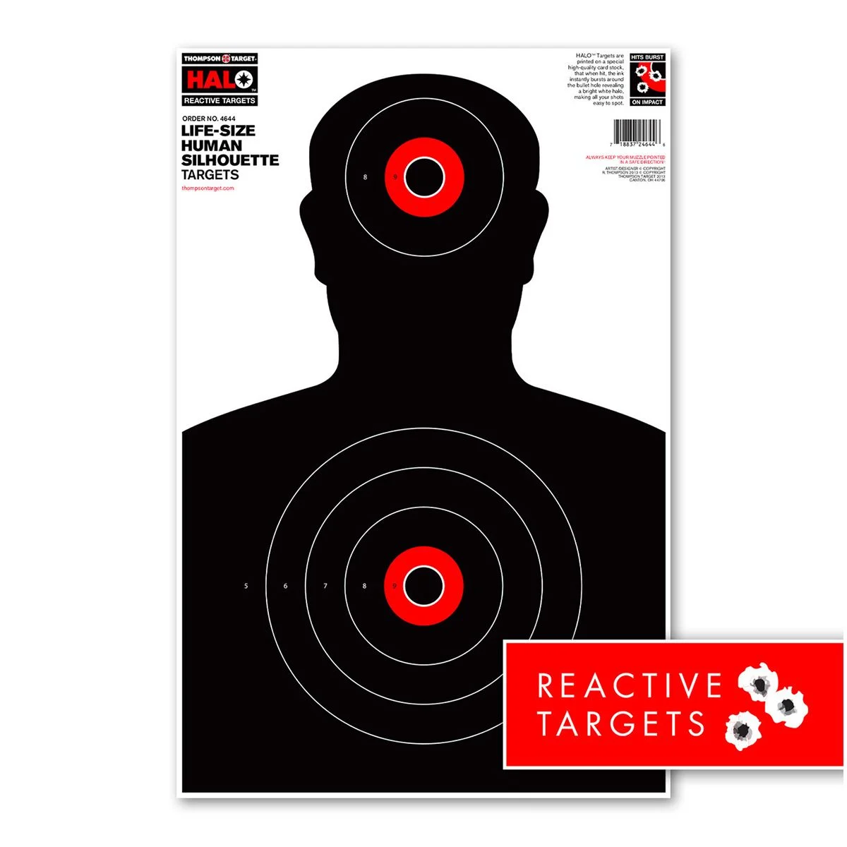 Thompson HALO Life-Size Human Silhouette Reactive Splatter Shooting Targets - 12.5"x19" - 5 Pack - 4644-5