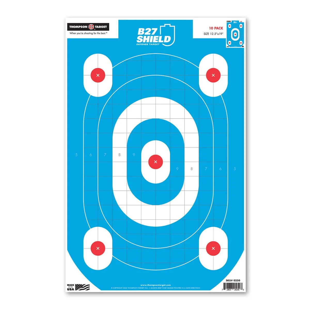 Thompson HALO B27-SHIELD Defensive Training Reactive Shooting Targets - 12.5"x19" - 5 Pack - 4650-5