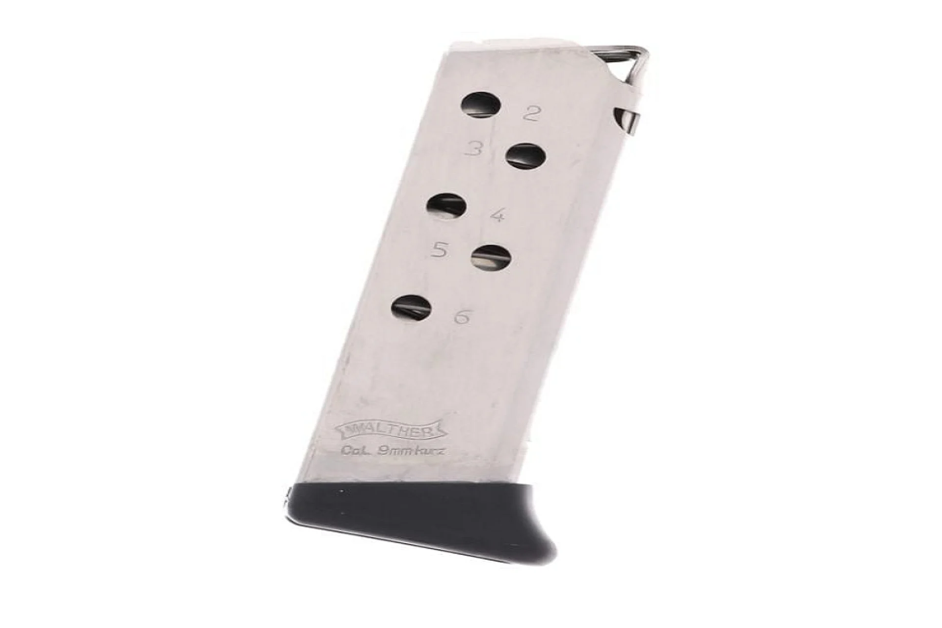 Walther PPK .380 ACP Magazine w/ Finger Rest- 6rd - Nickel - 23588