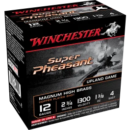 Winchester Super Pheasant 12 Gauge 2.75 1 3/8 oz 4 Shot X12PH4