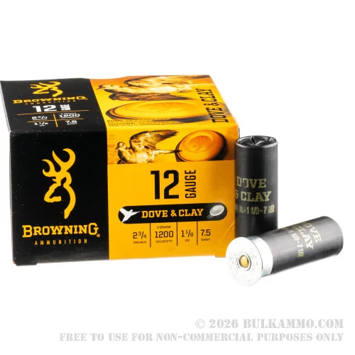 250 Rounds of 12ga Ammo by Browning - 1-1/8 Ounce #7.5 Shot