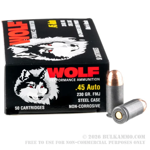 50Rounds of .45 ACP Ammo by Wolf - 230gr FMJ