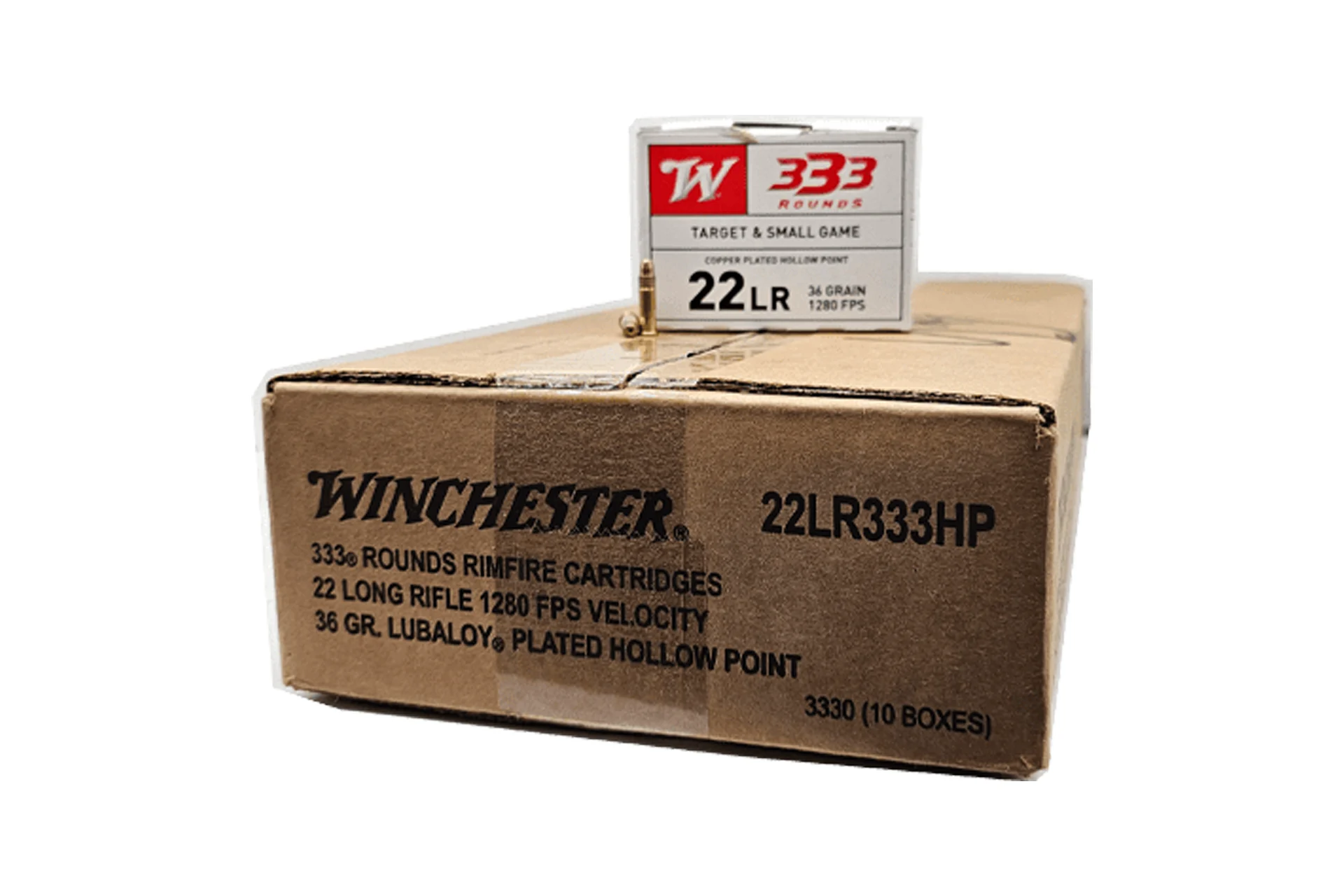 Winchester 22LR Ammo 36 Grain Hollow Point Copper Plated Rimfire Ammo - 3330 round case - 22LR333HP