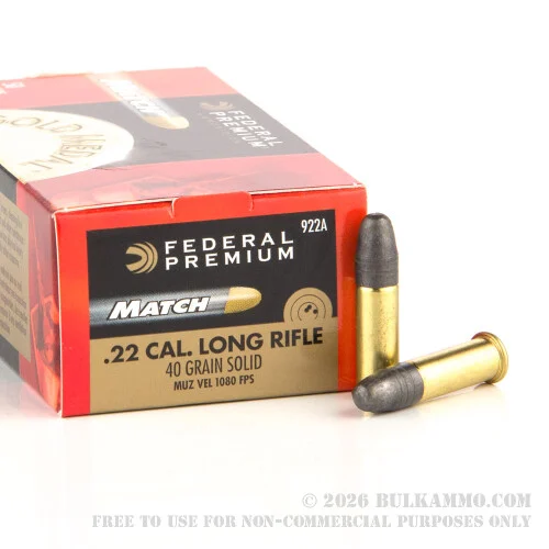500Rounds of .22 LR Ammo by Federal Gold Medal Premium Match - 40gr LRN