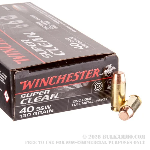 50 Rounds of .40 S&W Ammo by Winchester Super Clean - 120gr FMJ