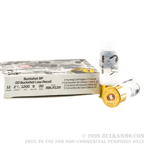 5 Rounds of 12ga Low Recoil Ammo by Rio Royal Buck-00 Buck