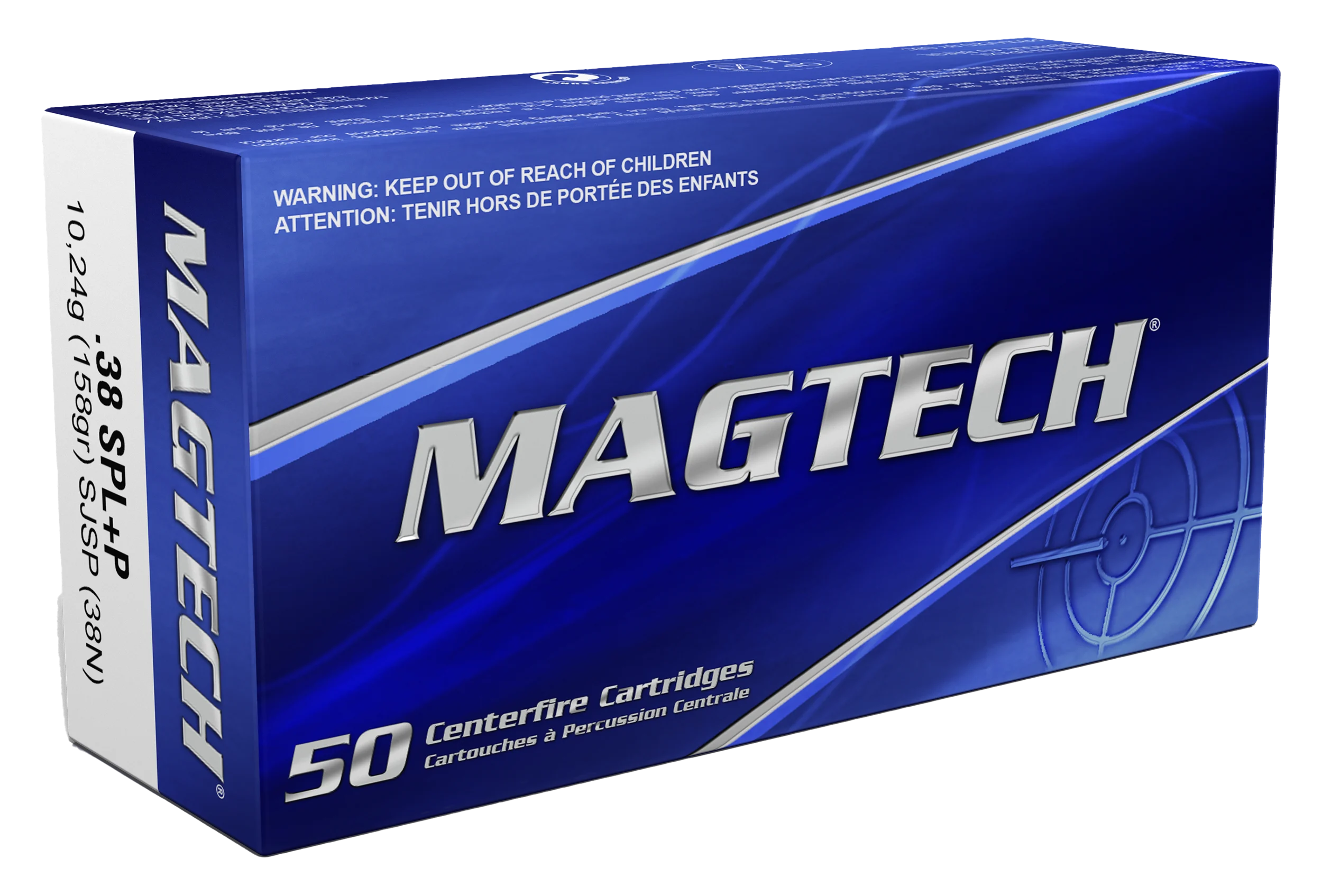 Magtech Sport HuntingHandgun Ammunition 38N, 38 Special +P, Semi-Jacketed Soft Point (SP), 158 GR, 890 fps, 50 Rd/bx