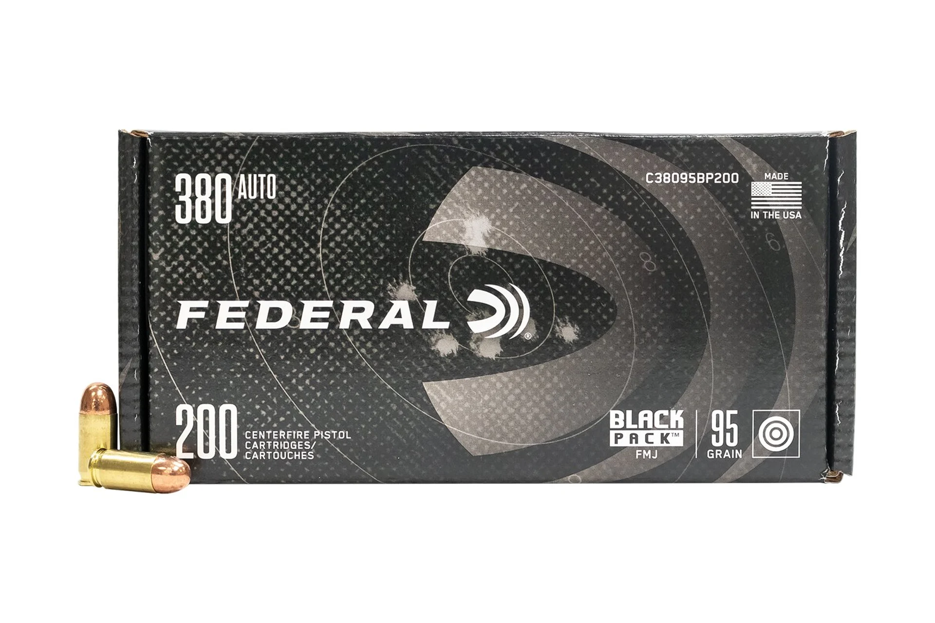 Federal Black Pack 380 Auto 95GR FMJ Handgun Ammo - 800 round case - C38095BP200 CASE