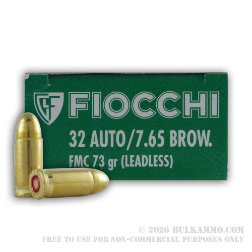 1000 Rounds of .32 ACP Ammo by Fiocchi Leadless - 73gr FMJ