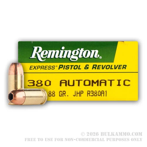 500Rounds of .380 ACP Ammo by Remington - 88gr JHP