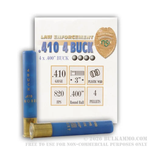250 Rounds of .410 Ammo by NobelSport -.4" Buck