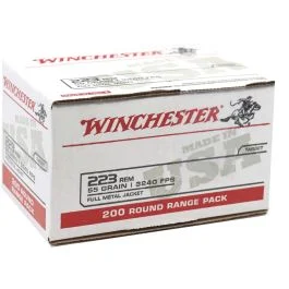 Winchester 223 Remington 55 Grain FMJ USA White Box (200 Rounds)